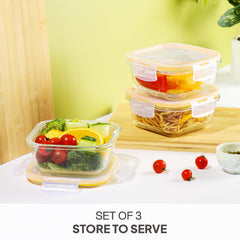 Fit & Fresh Royale Glass Container 3 Pcs / Square