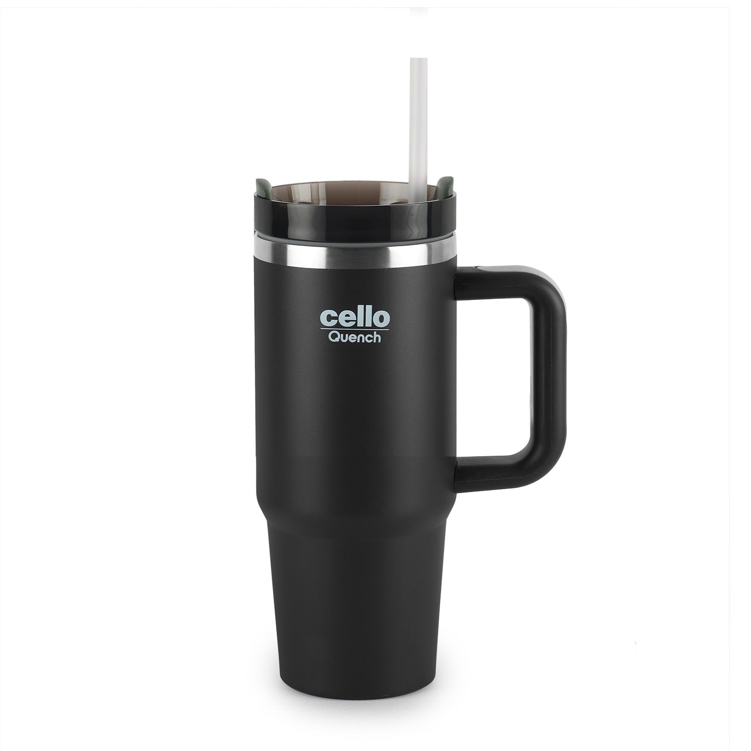 Quench 600 Insulated Travel Tumbler with Handle, Lid & Straw Black / 600ml