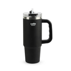 Quench 600 Insulated Travel Tumbler with Handle, Lid & Straw Black / 600ml