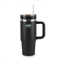 Quench 600 Insulated Travel Tumbler with Handle, Lid & Straw Black / 600ml