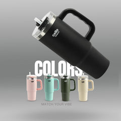 Quench 600 Insulated Travel Tumbler with Handle, Lid & Straw Black / 600ml