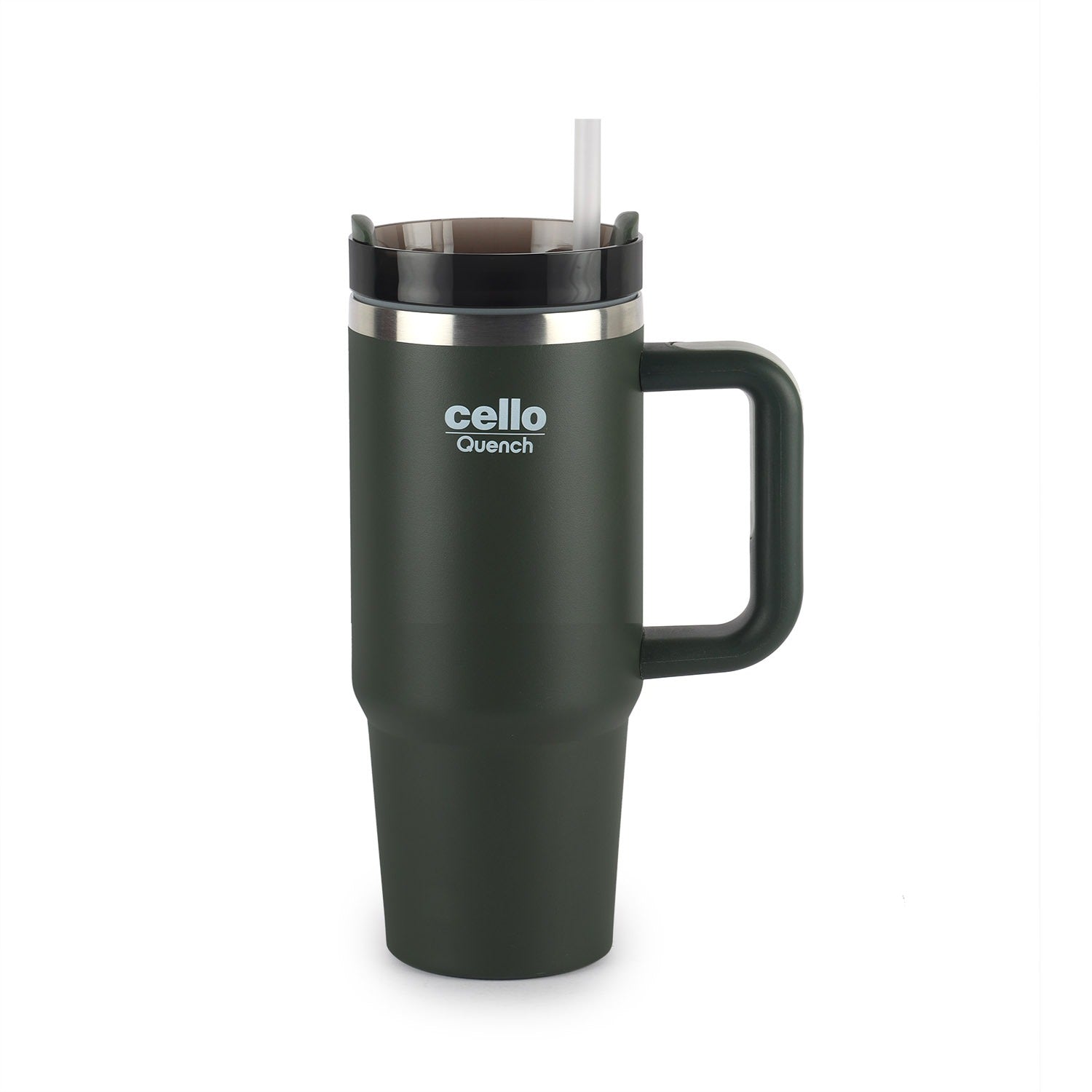 Quench 600 Insulated Travel Tumbler with Handle, Lid & Straw Green / 600ml