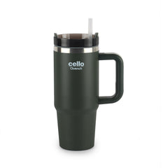 Quench 600 Insulated Travel Tumbler with Handle, Lid & Straw Green / 600ml