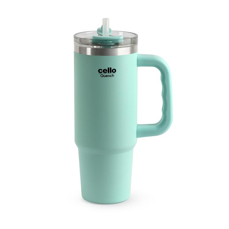 Quench 600 Insulated Travel Tumbler with Handle, Lid & Straw Mint / 600ml