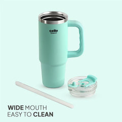 Quench 600 Insulated Travel Tumbler with Handle, Lid & Straw Mint / 600ml