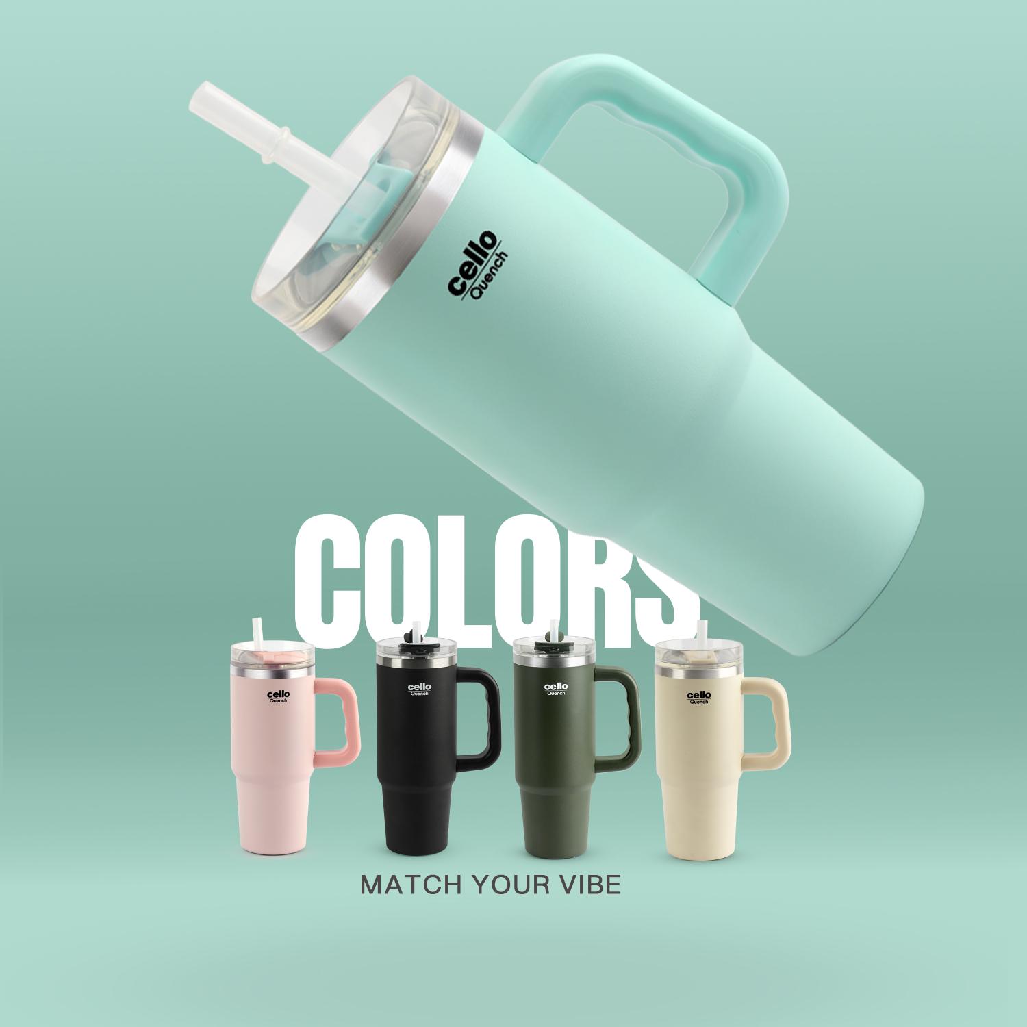 Quench 600 Insulated Travel Tumbler with Handle, Lid & Straw Mint / 600ml