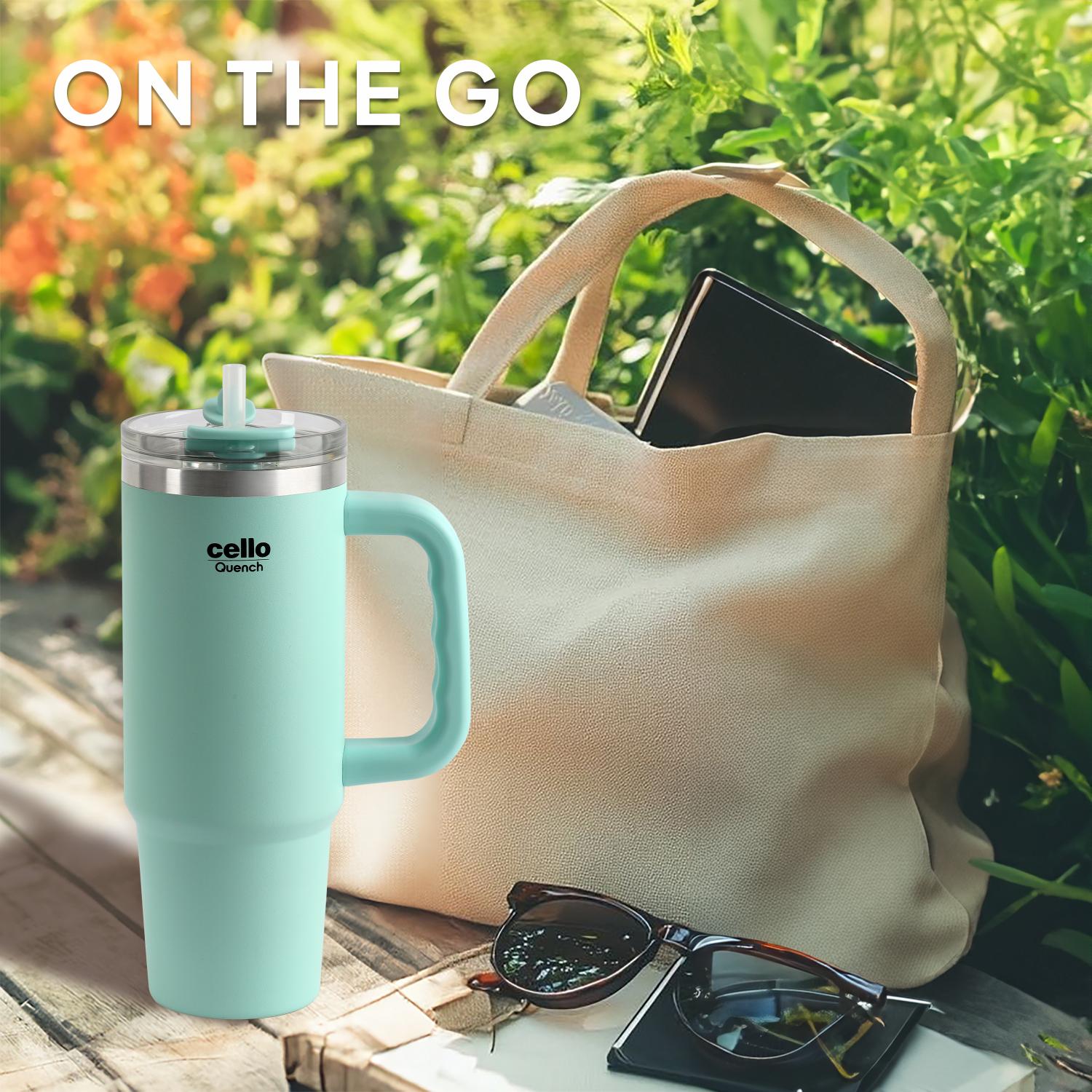 Quench 600 Insulated Travel Tumbler with Handle, Lid & Straw Mint / 600ml