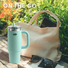 Quench 600 Insulated Travel Tumbler with Handle, Lid & Straw Mint / 600ml