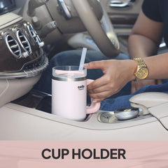 Quench 600 Insulated Travel Tumbler with Handle, Lid & Straw Pink / 600ml