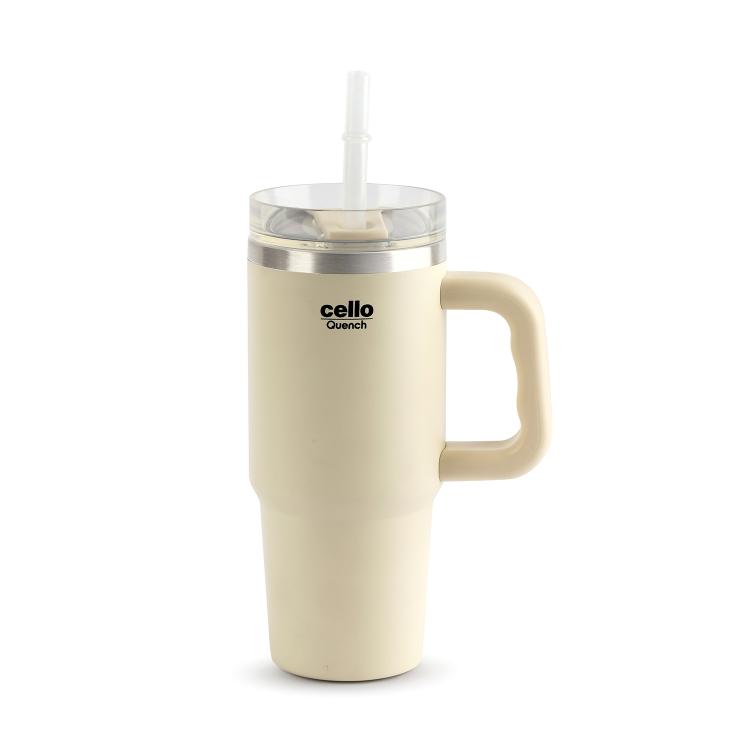 Quench 600 Insulated Travel Tumbler with Handle, Lid & Straw White / 600ml