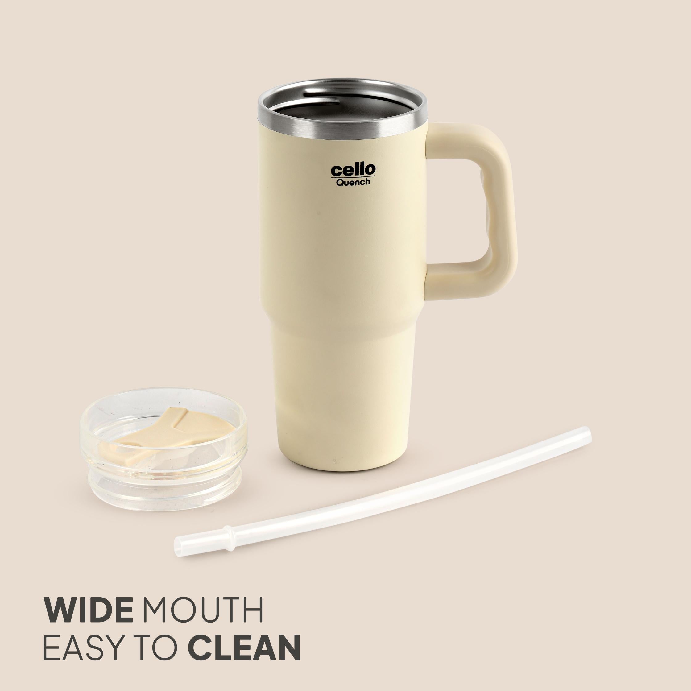 Quench 600 Insulated Travel Tumbler with Handle, Lid & Straw White / 600ml