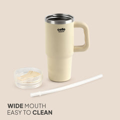 Quench 600 Insulated Travel Tumbler with Handle, Lid & Straw White / 600ml