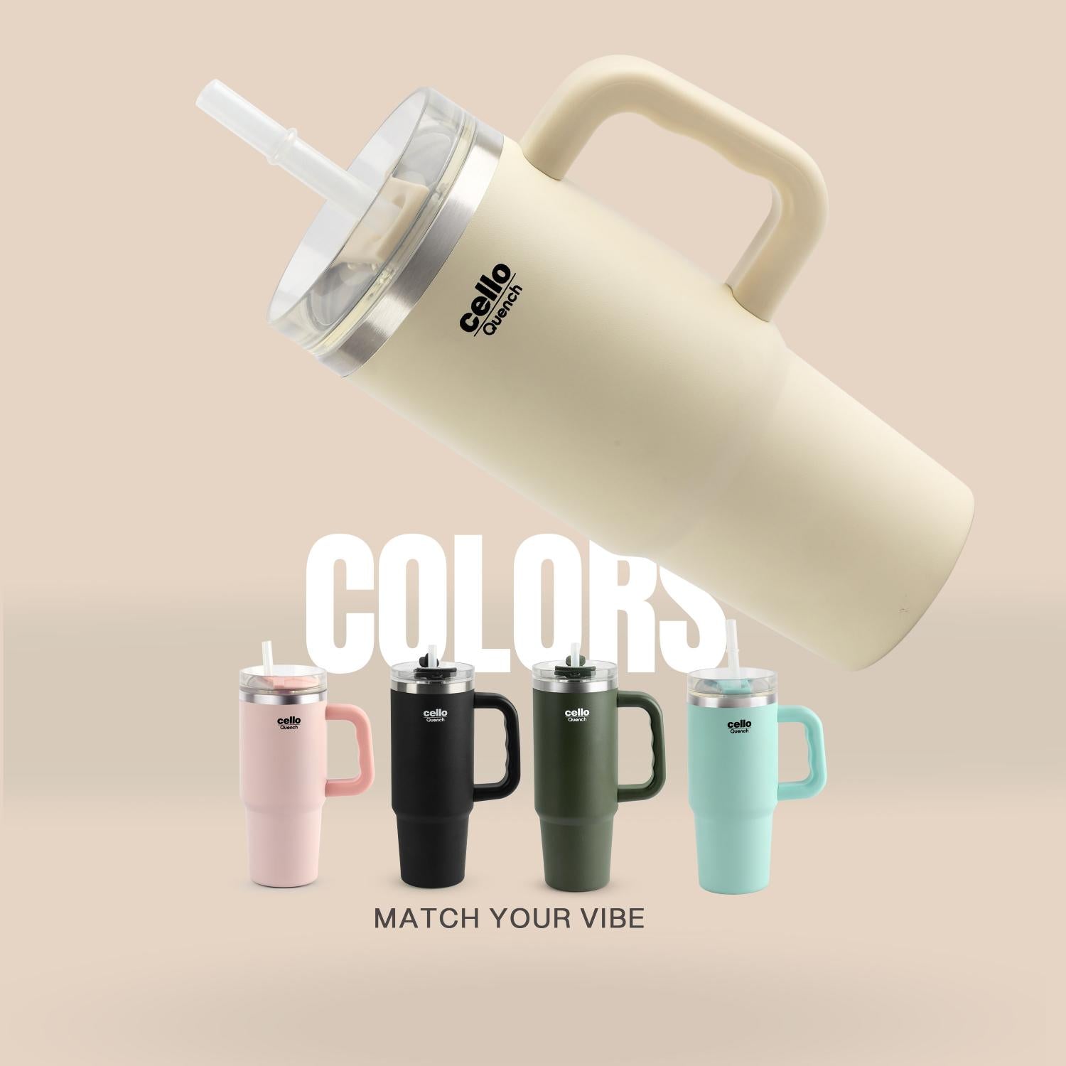 Quench 600 Insulated Travel Tumbler with Handle, Lid & Straw White / 600ml