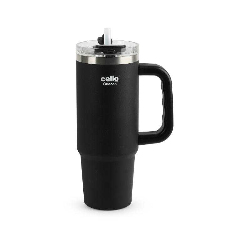 Quench Pro 900 Insulated Travel Tumbler with Handle, Lid & Straw Black / 900ml