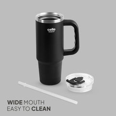 Quench Pro 900 Insulated Travel Tumbler with Handle, Lid & Straw Black / 900ml