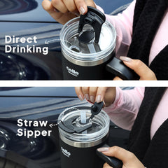 Quench Pro 900 Insulated Travel Tumbler with Handle, Lid & Straw Black / 900ml