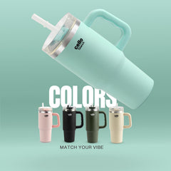 Quench Pro 900 Insulated Travel Tumbler with Handle, Lid & Straw Mint / 900ml