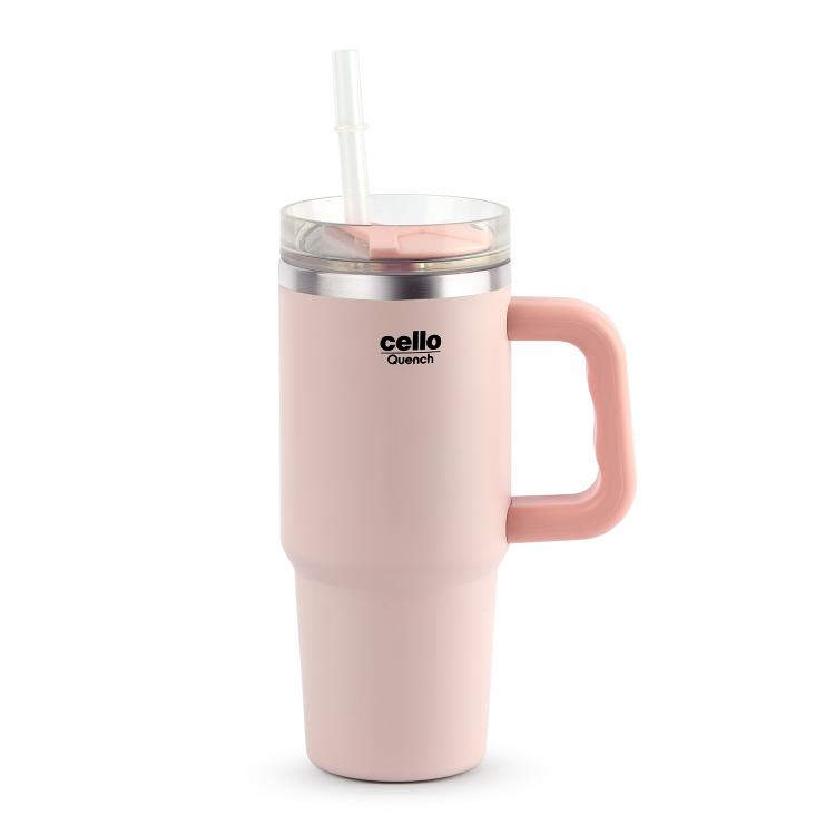 Quench Pro 900 Insulated Travel Tumbler with Handle, Lid & Straw Pink / 900ml