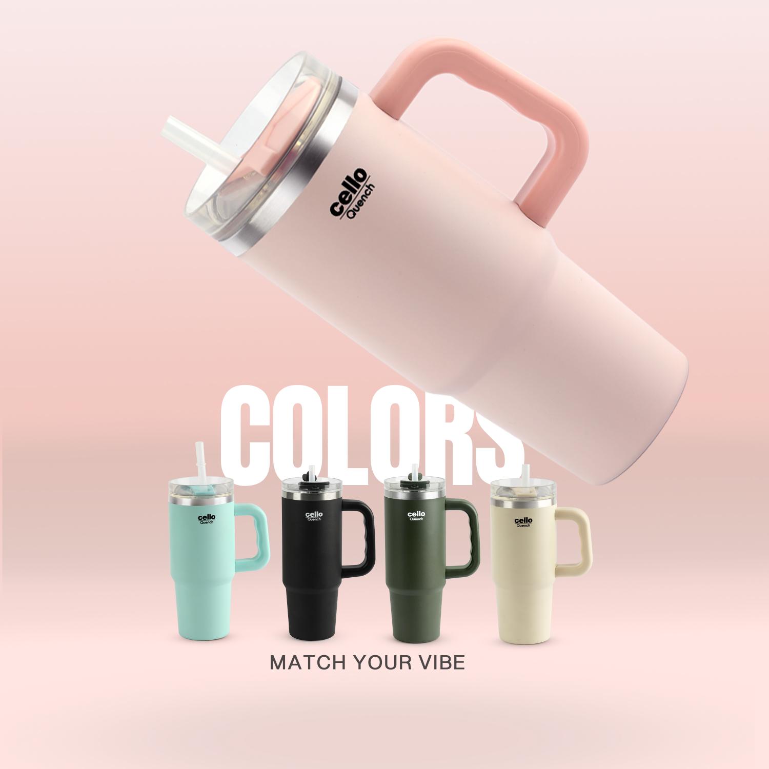 Quench Pro 900 Insulated Travel Tumbler with Handle, Lid & Straw Pink / 900ml