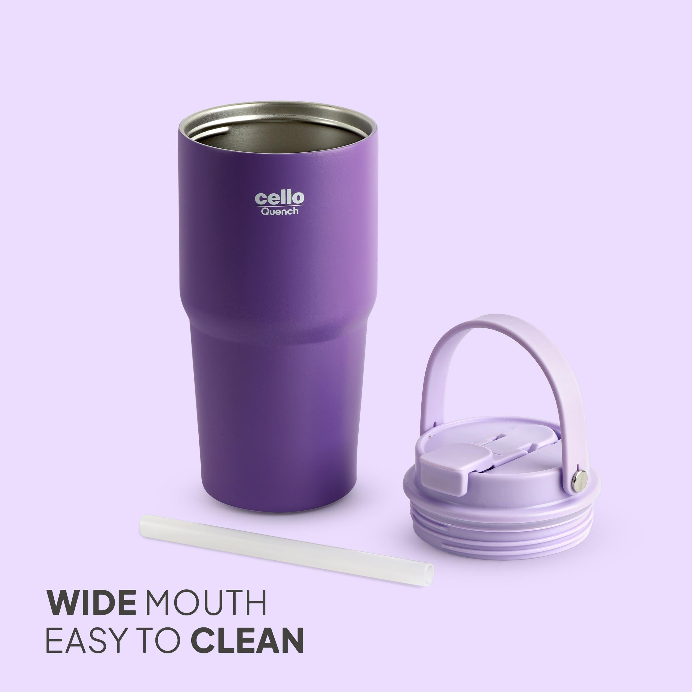 Quench Go Insulated Travel Tumbler with Lid and Straw Purple / 600ml