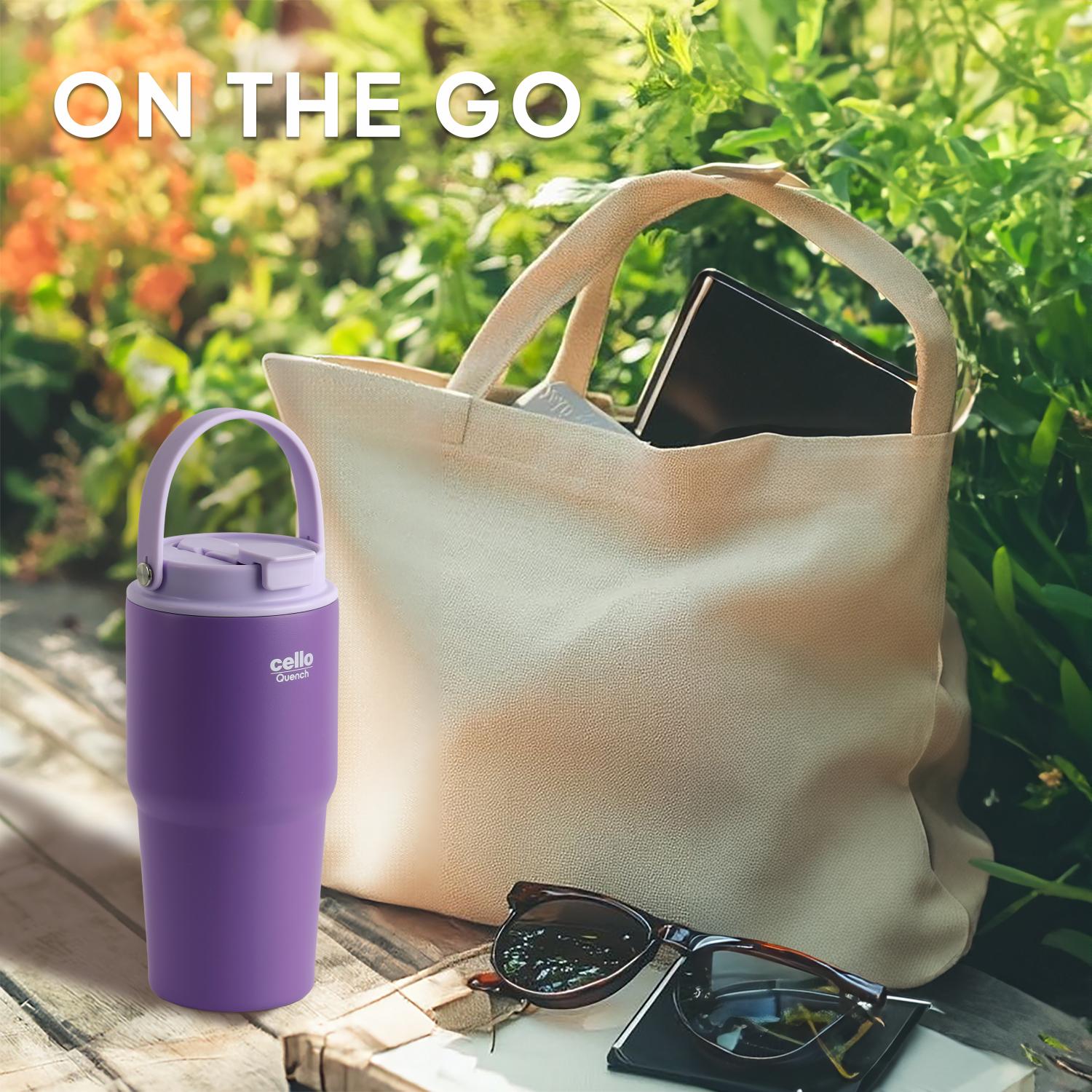 Quench Go Insulated Travel Tumbler with Lid and Straw Purple / 600ml