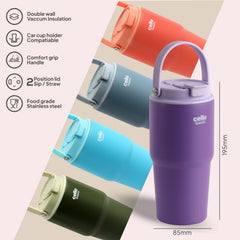 Quench Go Insulated Travel Tumbler with Lid and Straw Purple / 600ml