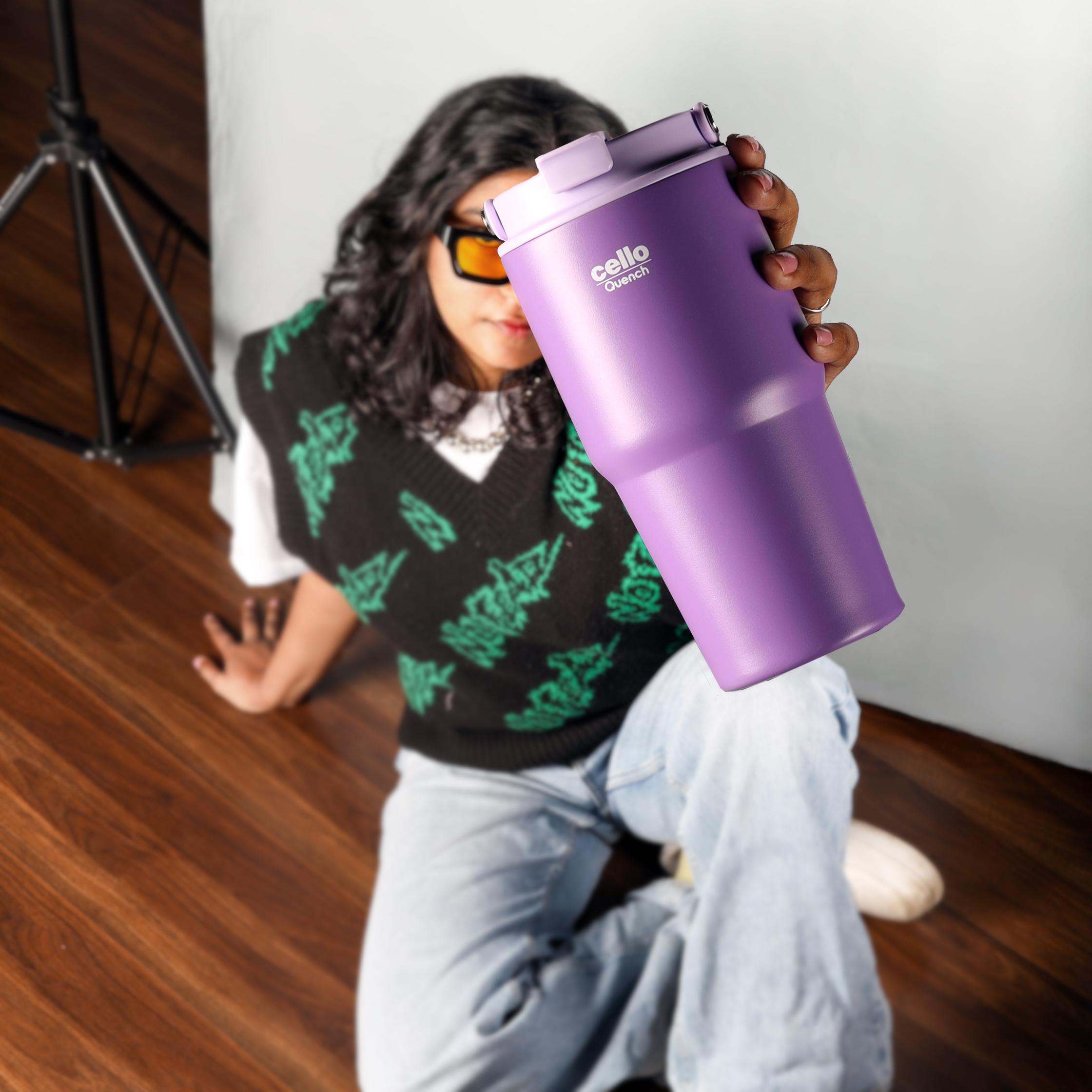 Quench Go Insulated Travel Tumbler with Lid and Straw Purple / 600ml