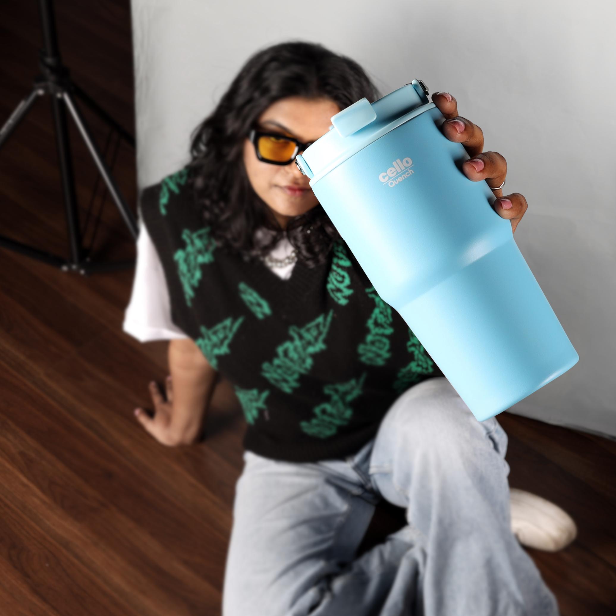 Quench Go Insulated Travel Tumbler with Lid and Straw Blue / 600ml