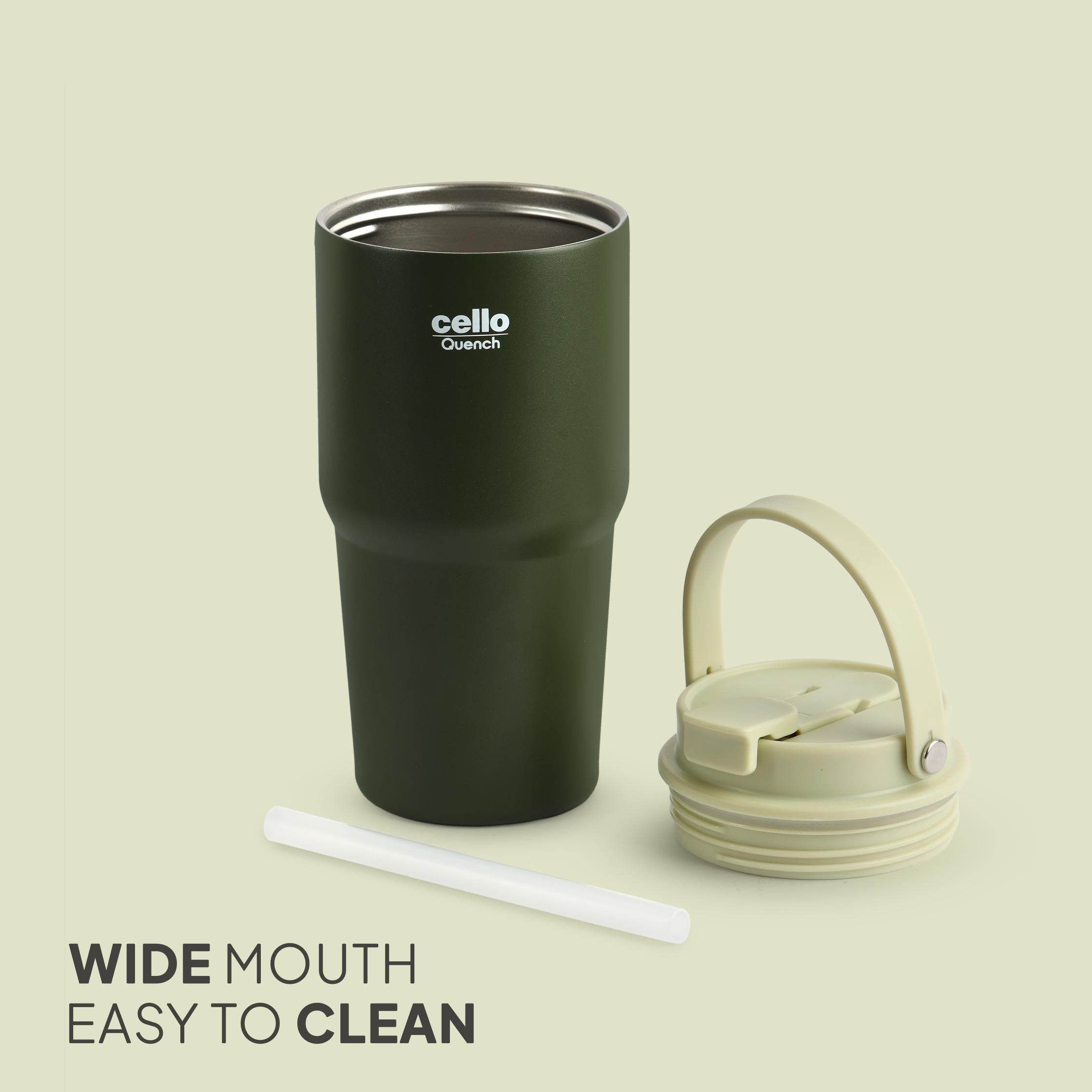 Quench Go Insulated Travel Tumbler with Lid and Straw Green / 600ml