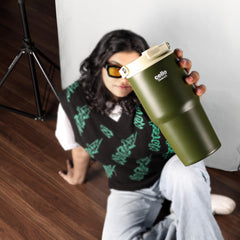 Quench Go Insulated Travel Tumbler with Lid and Straw Green / 600ml