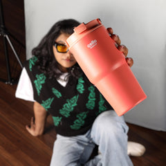 Quench Go Insulated Travel Tumbler with Lid and Straw Peach / 600ml