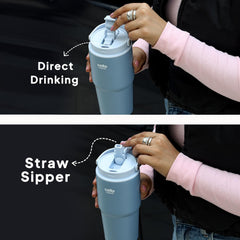 Quench Go Insulated Travel Tumbler with Lid and Straw Grey / 600ml