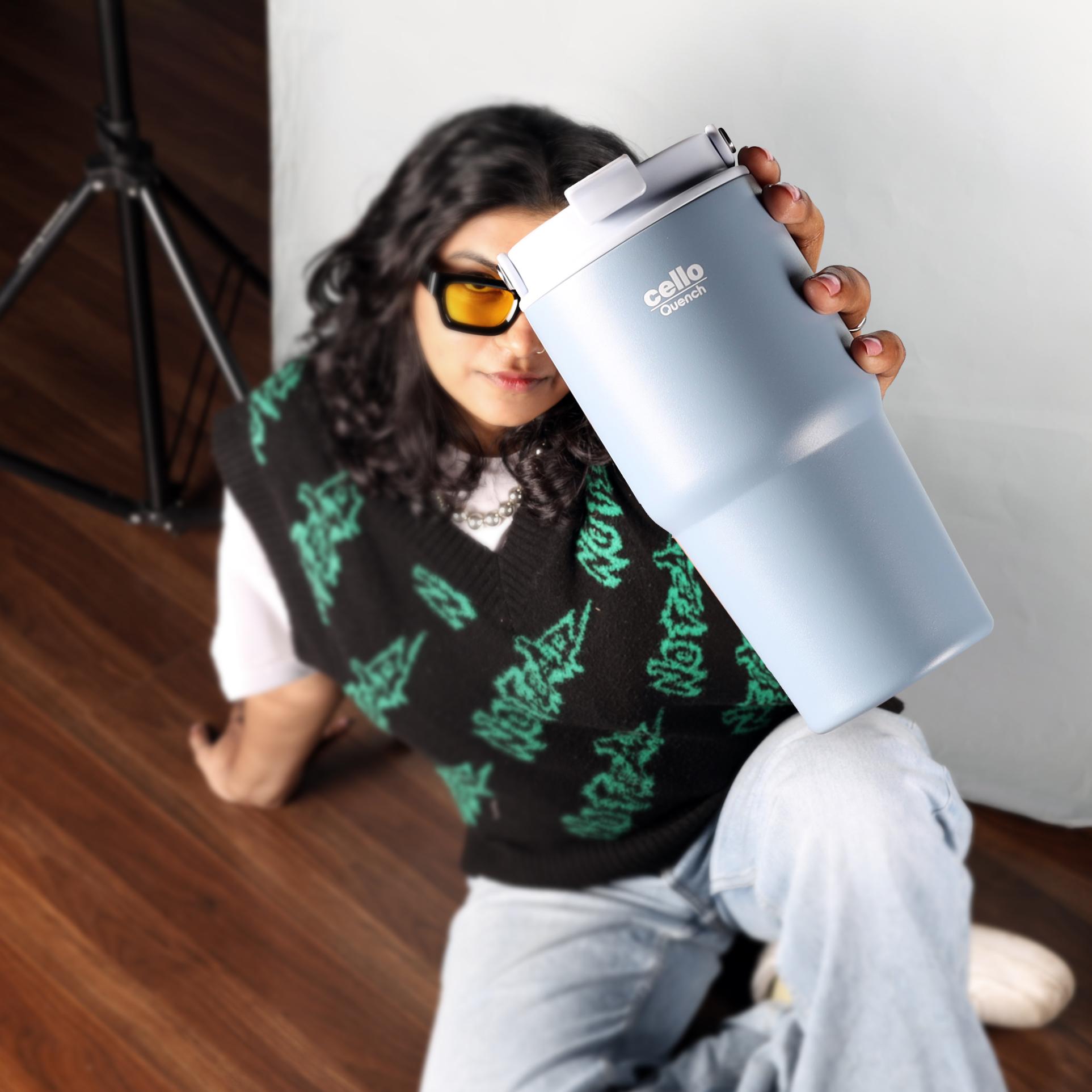 Quench Go Insulated Travel Tumbler with Lid and Straw Grey / 600ml
