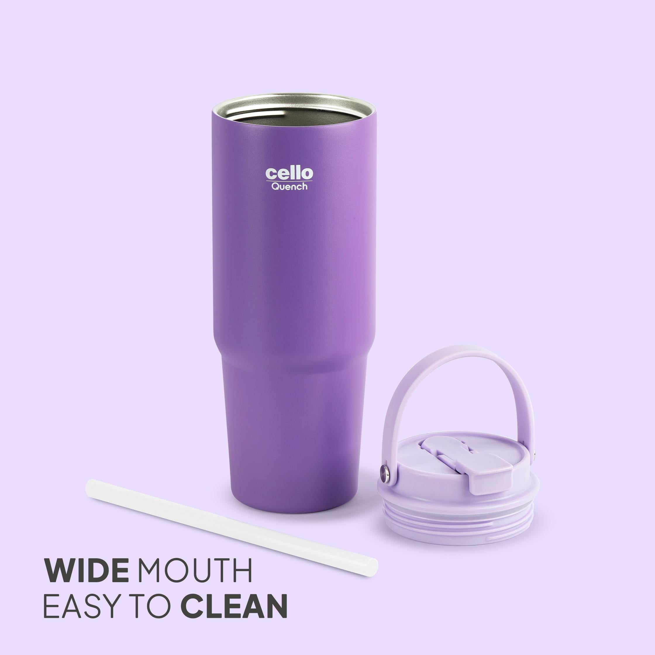 Quench Go Insulated Travel Tumbler with Lid and Straw Purple / 850ml