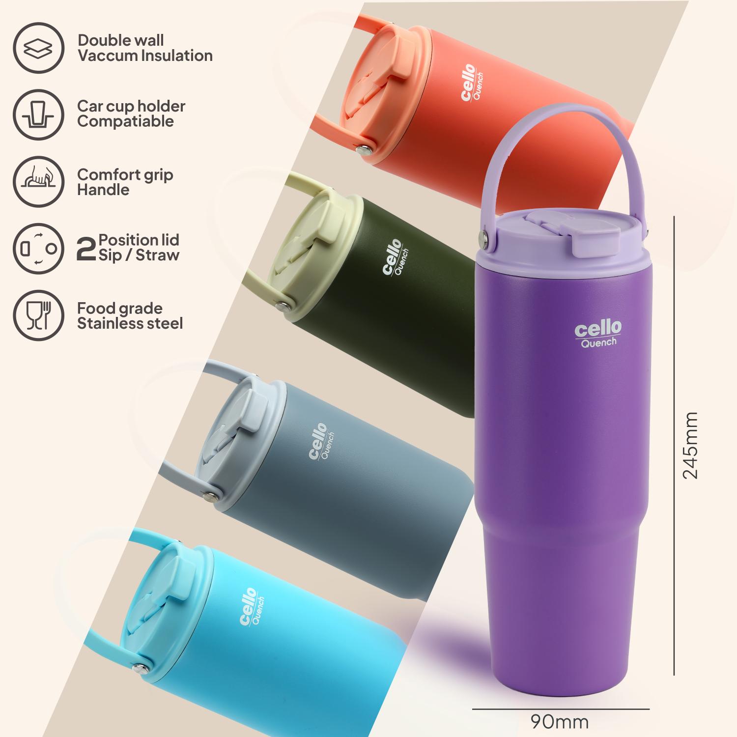 Quench Go Insulated Travel Tumbler with Lid and Straw Purple / 850ml