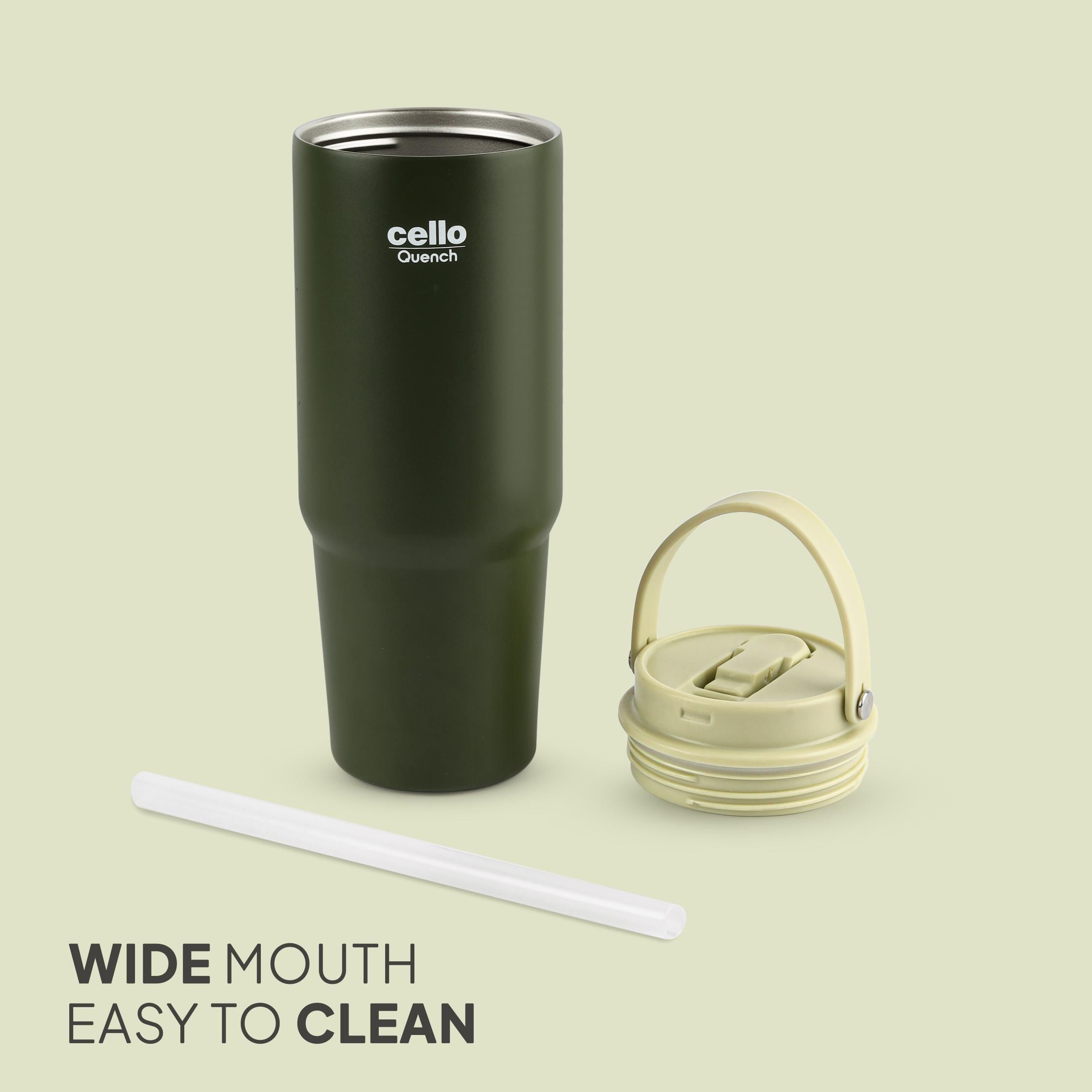 Quench Go Insulated Travel Tumbler with Lid and Straw Green / 850ml