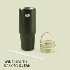 Quench Go Insulated Travel Tumbler with Lid and Straw Green / 850ml