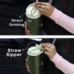 Quench Go Insulated Travel Tumbler with Lid and Straw Green / 850ml