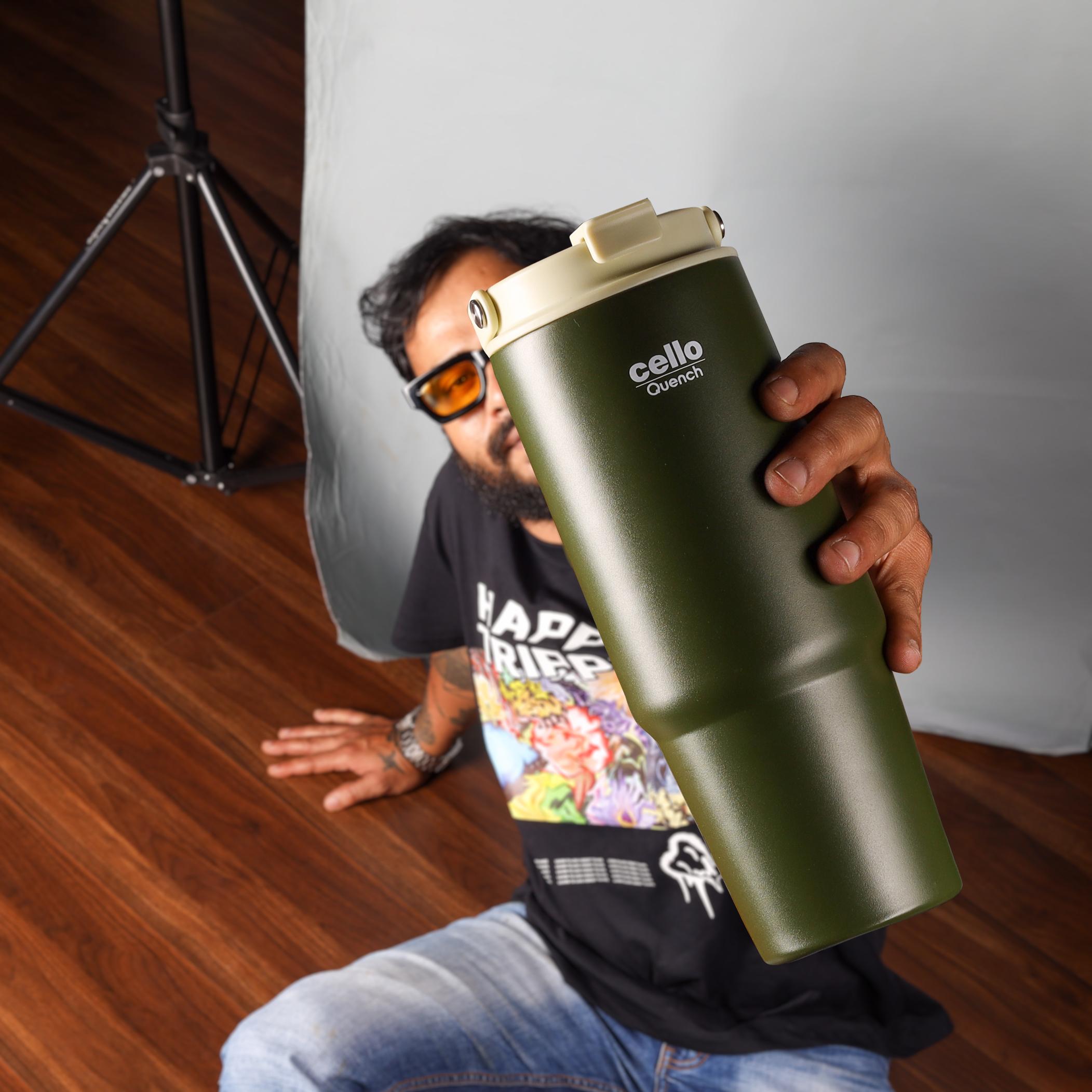 Quench Go Insulated Travel Tumbler with Lid and Straw Green / 850ml