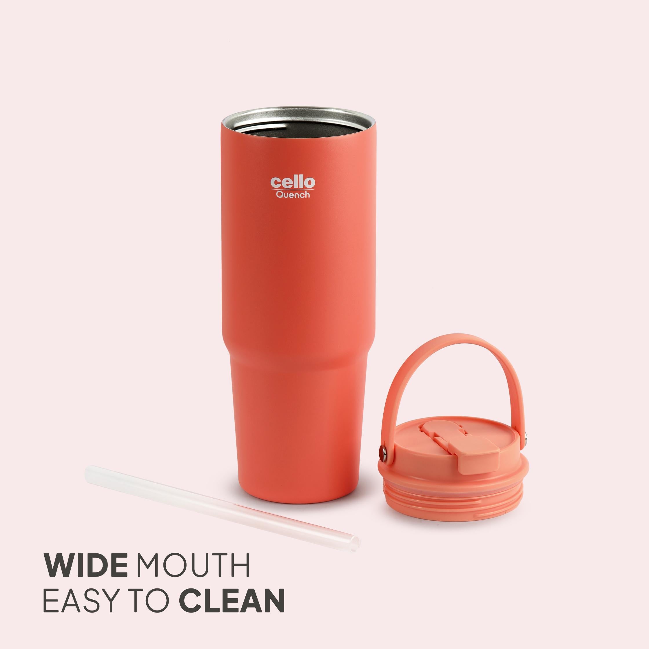 Quench Go Insulated Travel Tumbler with Lid and Straw Peach / 850ml
