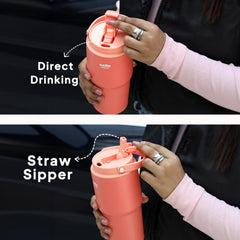 Quench Go Insulated Travel Tumbler with Lid and Straw Peach / 850ml