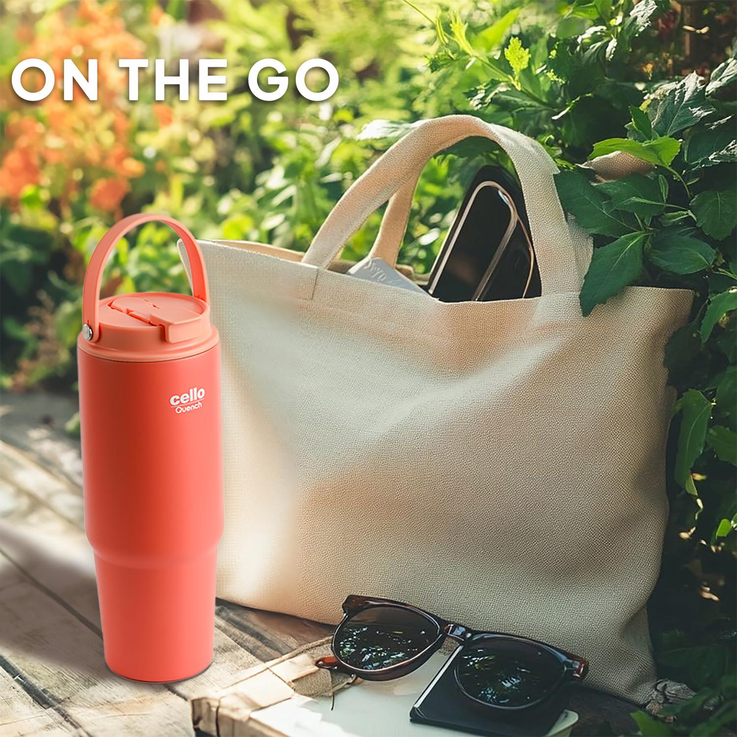Quench Go Insulated Travel Tumbler with Lid and Straw Peach / 850ml