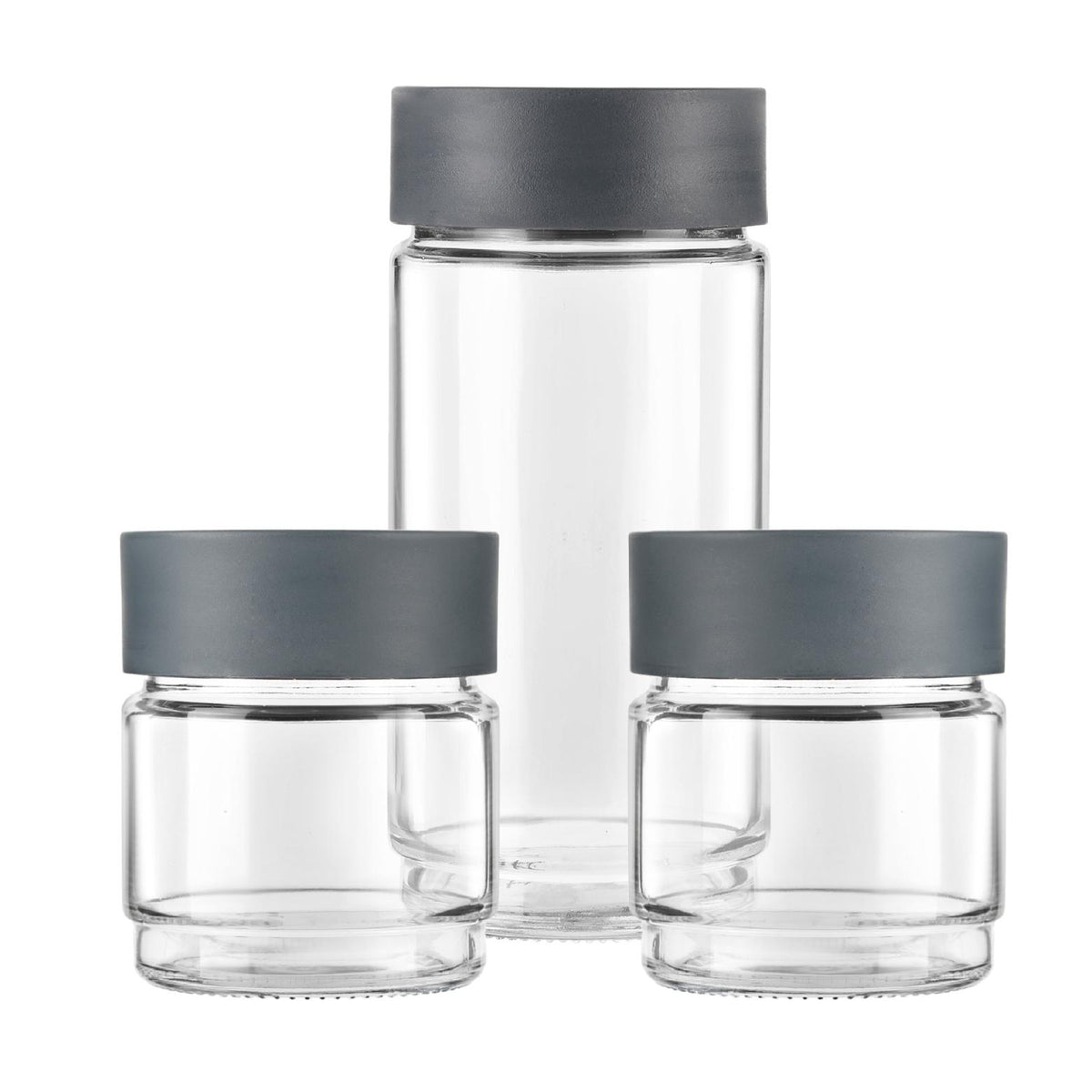 Modustack Glassy Storage Jar Grey / Set of 3: 500 ml x 2 | 1 x 1000 ml