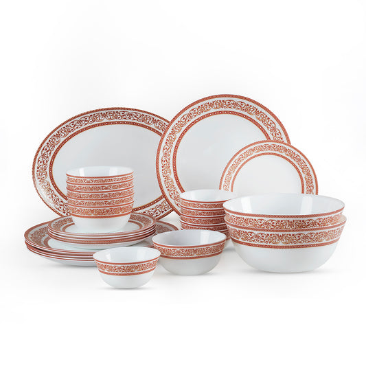Solitaire Opalware Dinner Set, Rosso 27 Pcs
