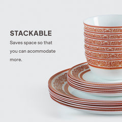 Solitaire Opalware Dinner Set, Rosso 27 Pcs