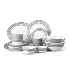 Solitaire Opalware Dinner Set, Argento 27 Pcs