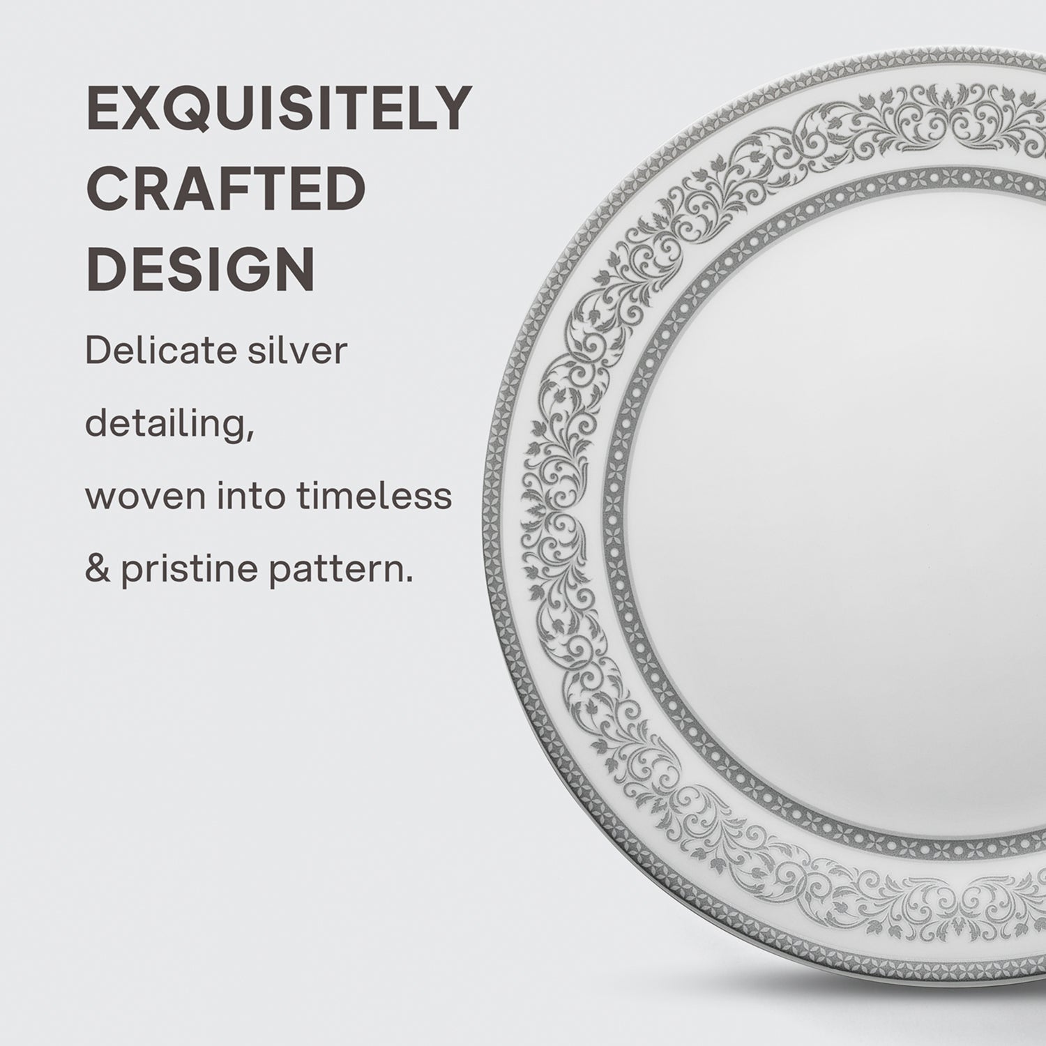 Solitaire Opalware Dinner Set, Argento 27 Pcs