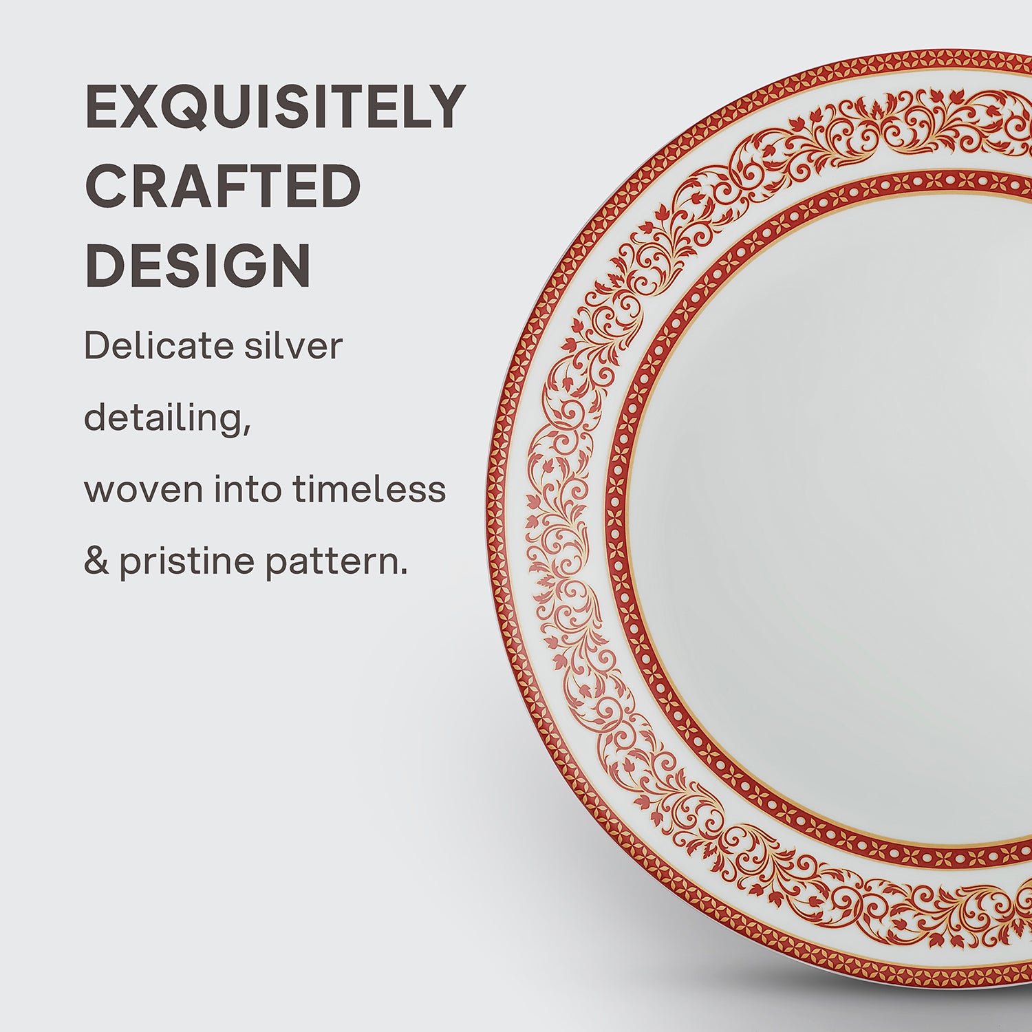 Solitaire Opalware Dinner Set, Rosso 35 Pcs