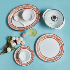 Solitaire Opalware Dinner Set, Rosso 35 Pcs