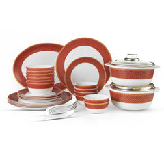 Solitaire Opalware Dinner Set,  Ruby 35 Pcs